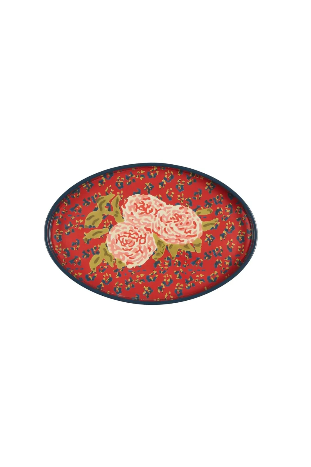 Oval Leopard Tray in Red
