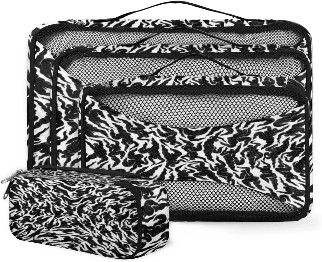 People Shapes 4 Piece Packing Travel Organizer Cubes Set Mesh Fabric Ventilate Design Lightweight Travel Accessories 4 Sizes (Extra Large, Large, Medium, Small)