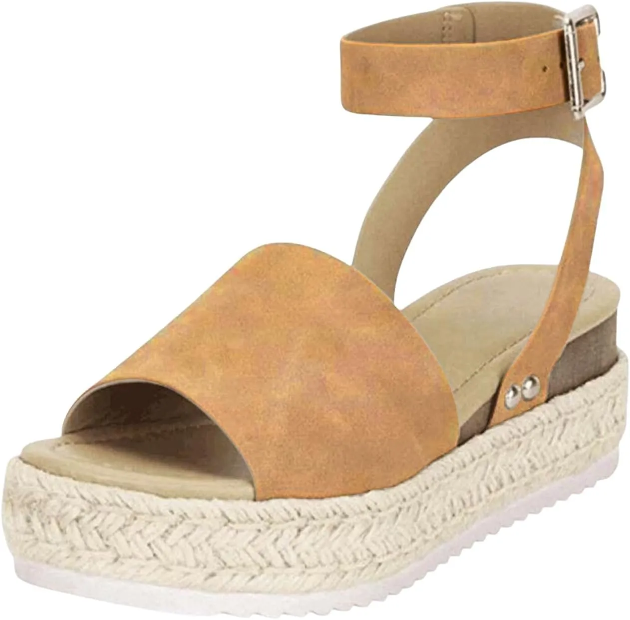 Platform Sandals for Women Buckle Ankle Strap Open Toe Espadrilles Wedge Casual Sandal Womens Platform Sandals Women Summer Beach Sandal