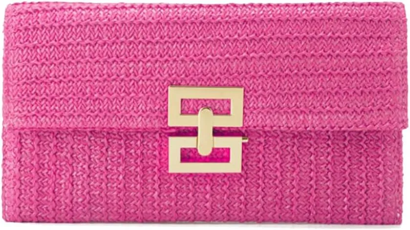 PORRASSO Straw Clutch Purse Women Beach Bag Woven Envelope Bag Straw Evening Clutch
