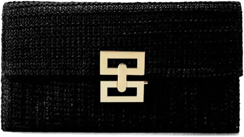 PORRASSO Straw Clutch Purse Women Beach Bag Woven Envelope Bag Straw Evening Clutch