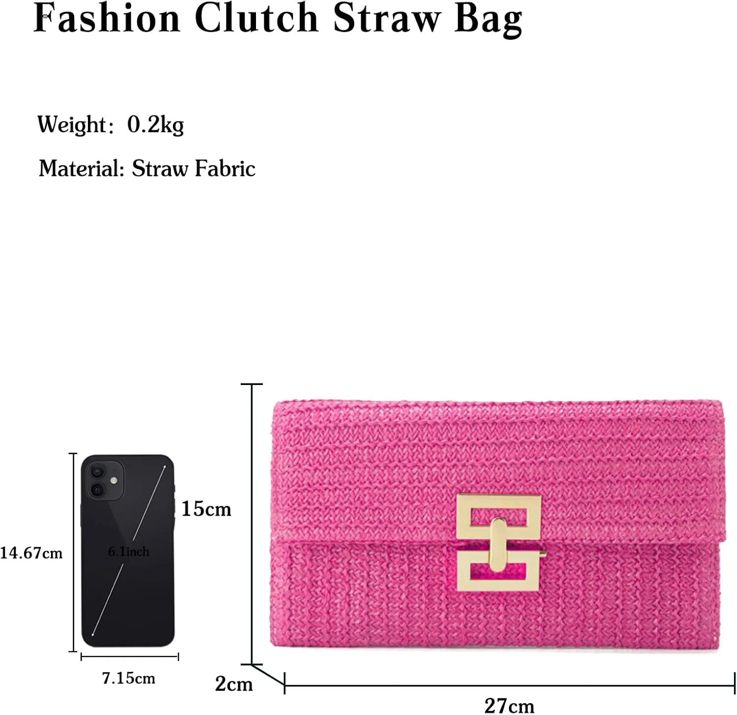 PORRASSO Straw Clutch Purse Women Beach Bag Woven Envelope Bag Straw Evening Clutch