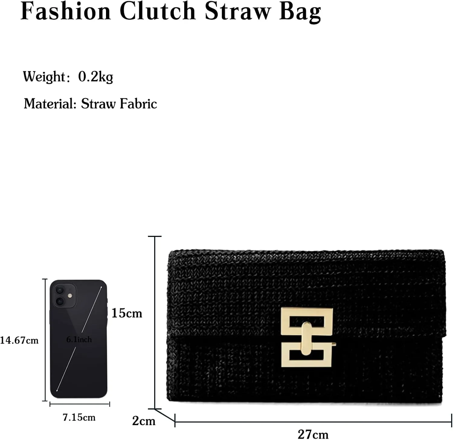 PORRASSO Straw Clutch Purse Women Beach Bag Woven Envelope Bag Straw Evening Clutch
