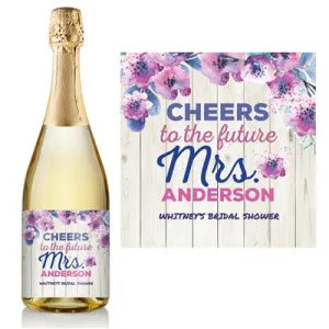 Purple Floral Champagne Label