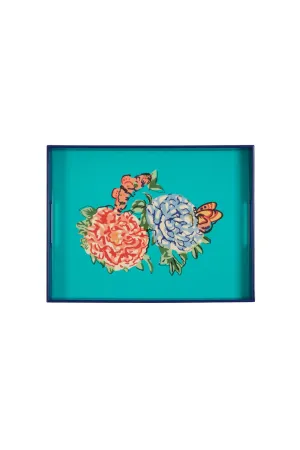 Rectangular Queen Tray in Flower Green