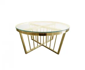 Salina Coffee Table -ClearTop - 80cm Gold