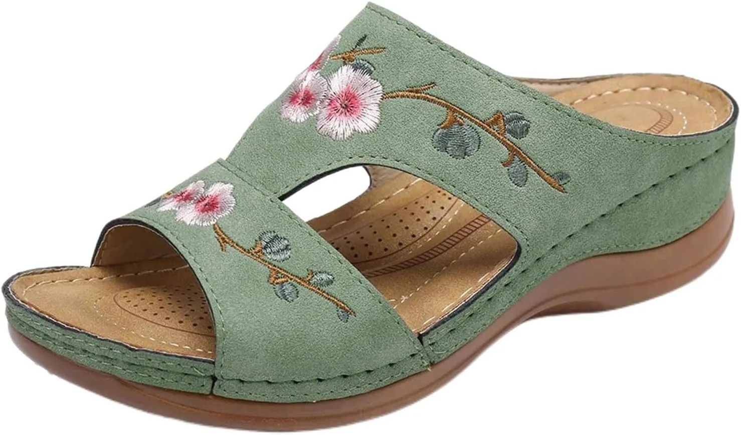 Sandals Women Dressy Orthopedic Sandals Summer Comfort Shoes with Arch Support Low Wedge Sandal Open Toe Slip On Slippers Platform Wedges Lightweight Walking Shoe Orthowear Shoes Wide Width