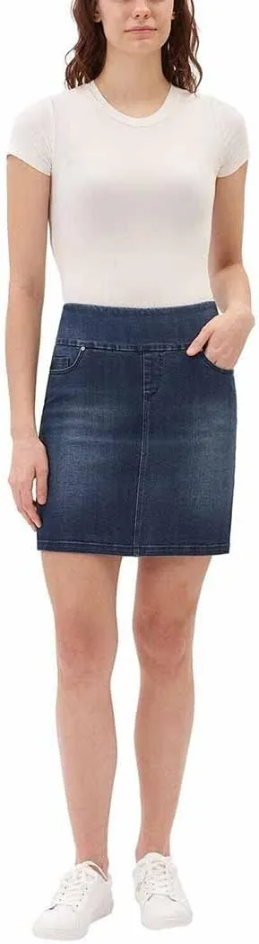 S.C. & CO. Women's Pull-On Denim Skort (Denim, Small)