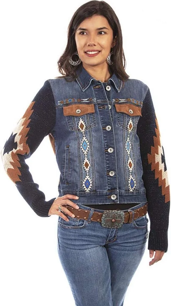 Scully Denim Aztec Embroidered Women's Denim Jacket HC639