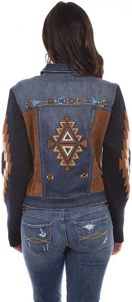 Scully Denim Aztec Embroidered Women's Denim Jacket HC639