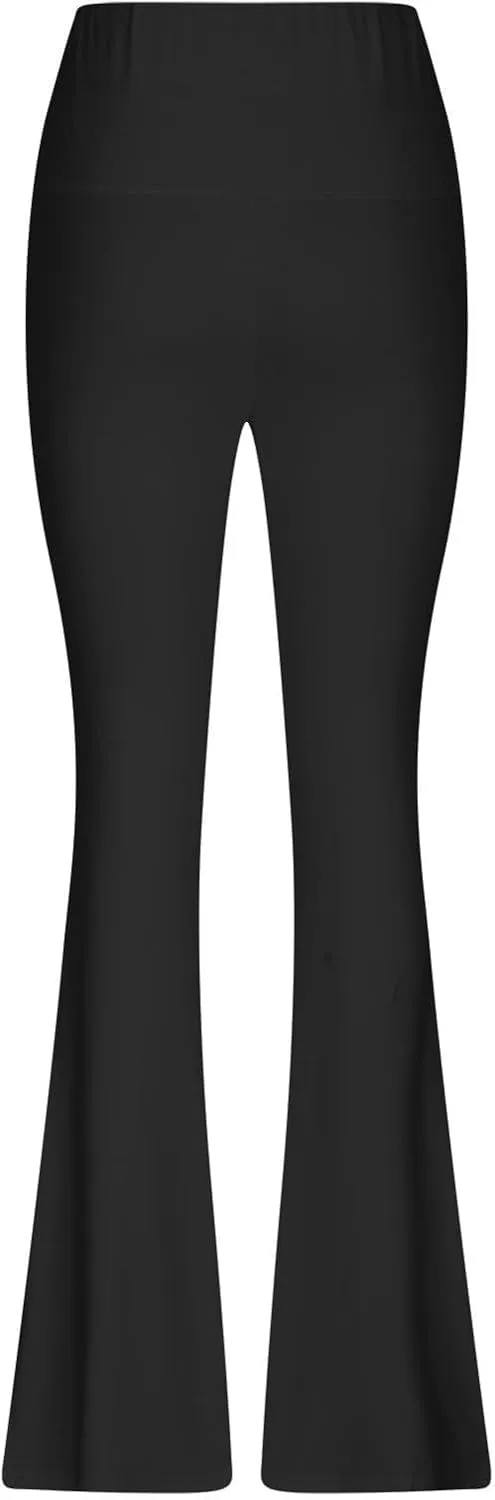 sdbrld Leggings for Women Wide Leg Yoga Pants Stretch Dress Lounge Pants High Waisted Casual Workout Trousers with Pockets