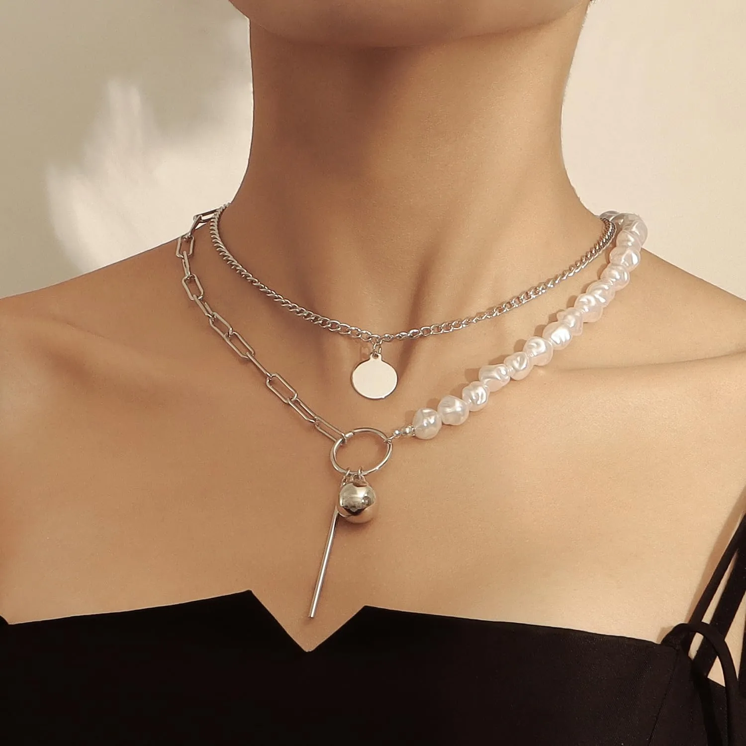 Shell Necklace Seashell Pearl Necklace Summer Puka Shell Charm Necklace Hawaiian Starfish Sea Shell Necklaces Layered Boho Choker Beach Necklace Jewelry Outfit Accessories for Women