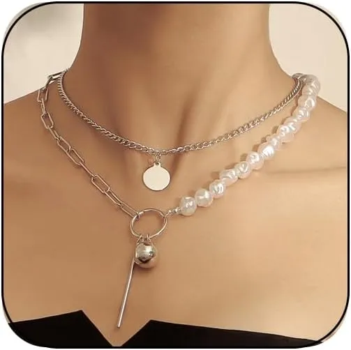 Shell Necklace Seashell Pearl Necklace Summer Puka Shell Charm Necklace Hawaiian Starfish Sea Shell Necklaces Layered Boho Choker Beach Necklace Jewelry Outfit Accessories for Women