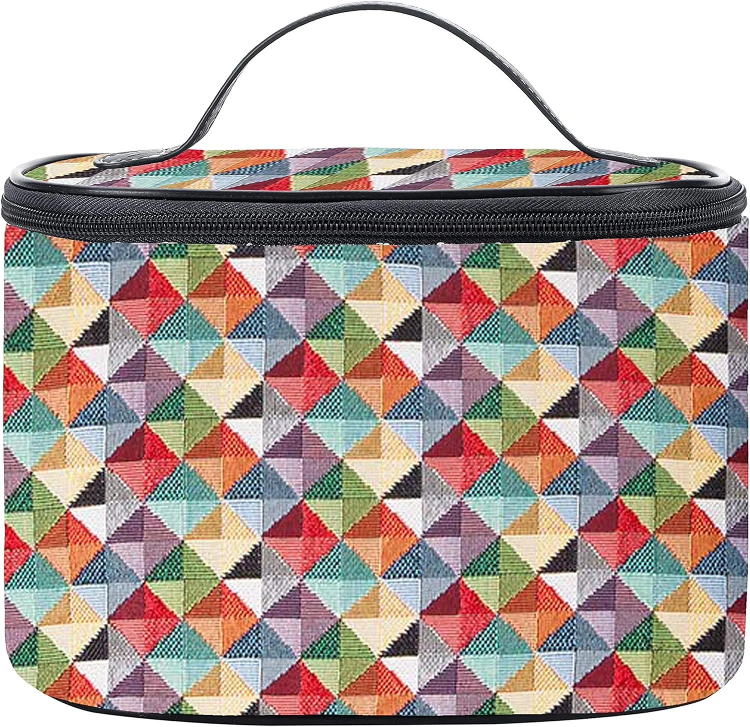 Signare Tapestry Toiletry Bag Makeup Organizer bag for Women with Colorful Geometric Shapes (TOIL-MTRI)