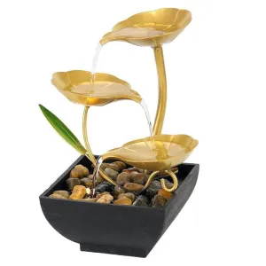 SNAPSHOPECOM Metal Tabletop Water Fountain, Home Decor with Waterfall Desktop Leaf Fountains, Deep Basin & Natural River Rocks Indoor Zen Relaxation for Office, Living Room, Bedroom Decor for Gift