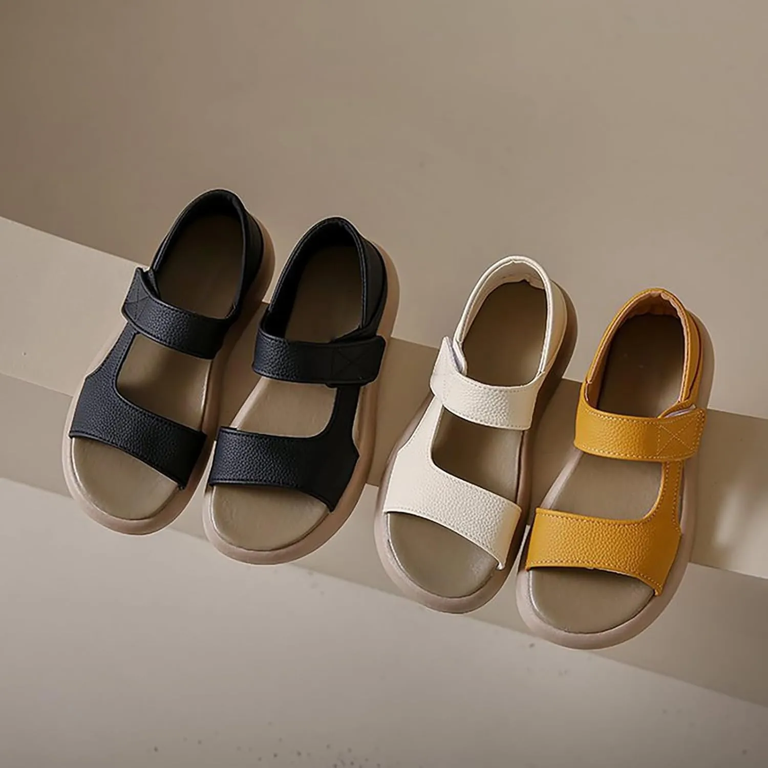 Soft Sandals for Women Beach Platform Sandal Comfy Summer Ankle Strap Open Toe Sandals with Arch Support