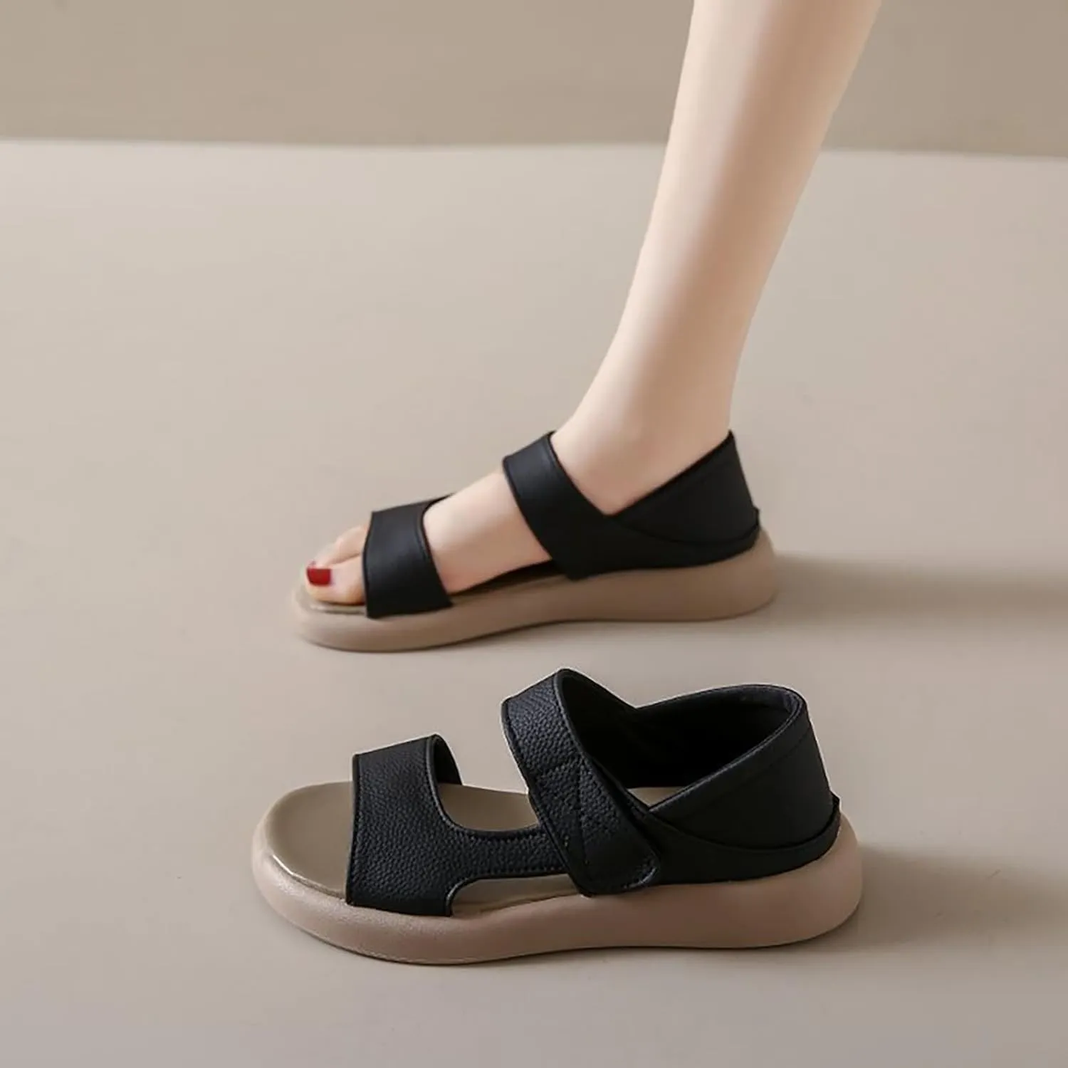 Soft Sandals for Women Beach Platform Sandal Comfy Summer Ankle Strap Open Toe Sandals with Arch Support