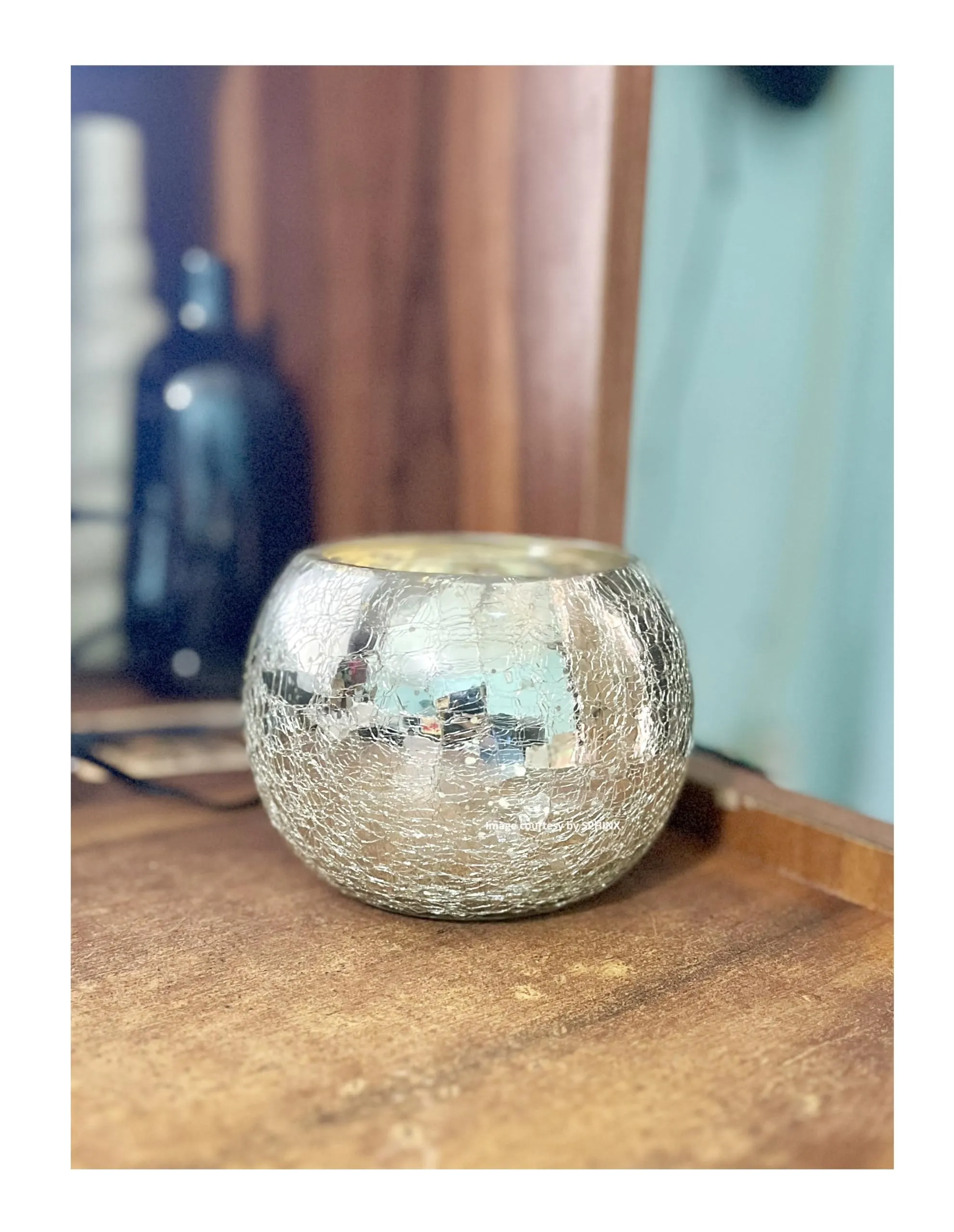 SPHINX Sphere Round Shape Mercury Decorative Glass Vase for Flowers, Cracked Rolly Polly for Home Decor Office Living Room Table Decorations,Gift - VASE ONLY Flower NOT Included-1 Piece