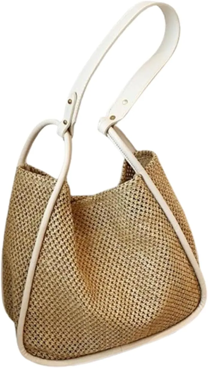 Straw Bag for Women for Wedding, Beach Bag Straw Purses for Women Summer Woven Beach Tote Bag with Straw Clutch