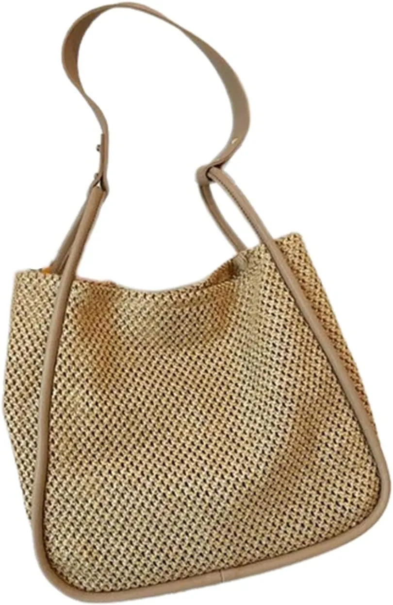 Straw Bag for Women for Wedding, Beach Bag Straw Purses for Women Summer Woven Beach Tote Bag with Straw Clutch