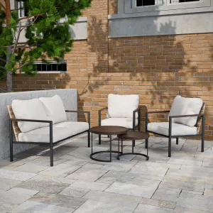 Sunset Dune Outdoor 5 PCS Patio Furniture Set,2 Chairs 1 Loveseat 2 Tables