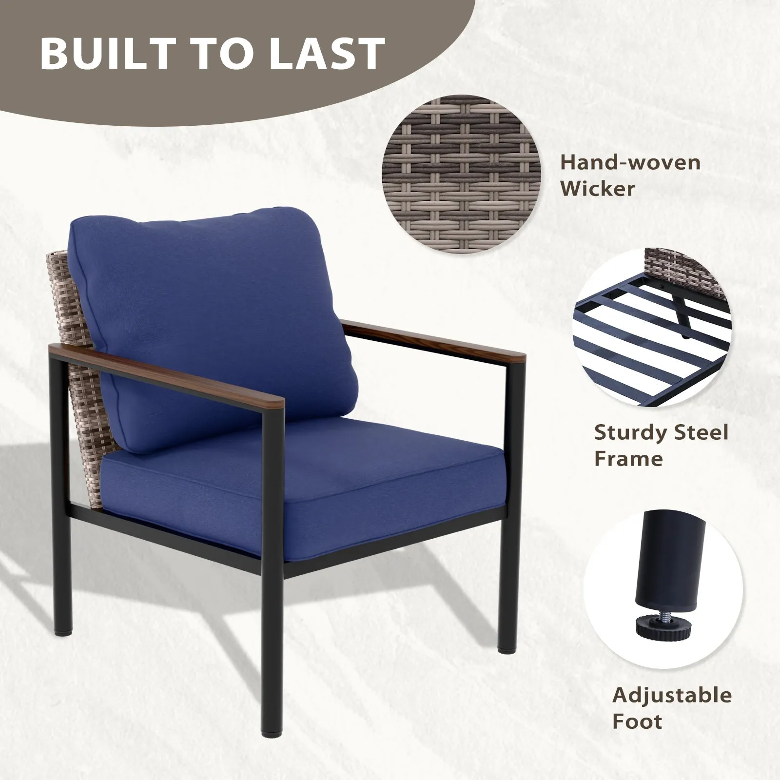 Sunset Dune Outdoor 5 PCS Patio Furniture Set,2 Chairs 1 Loveseat 2 Tables