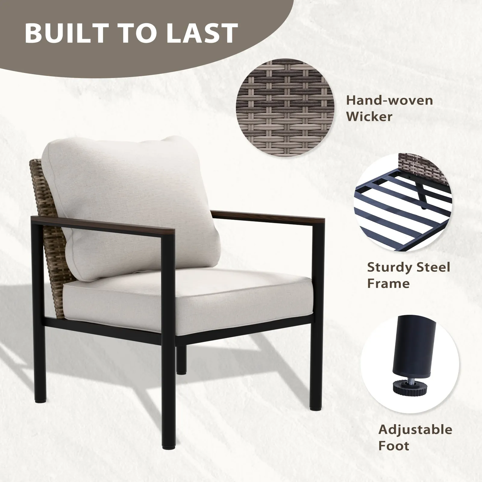 Sunset Dune Outdoor 5 PCS Patio Furniture Set,2 Chairs 1 Loveseat 2 Tables