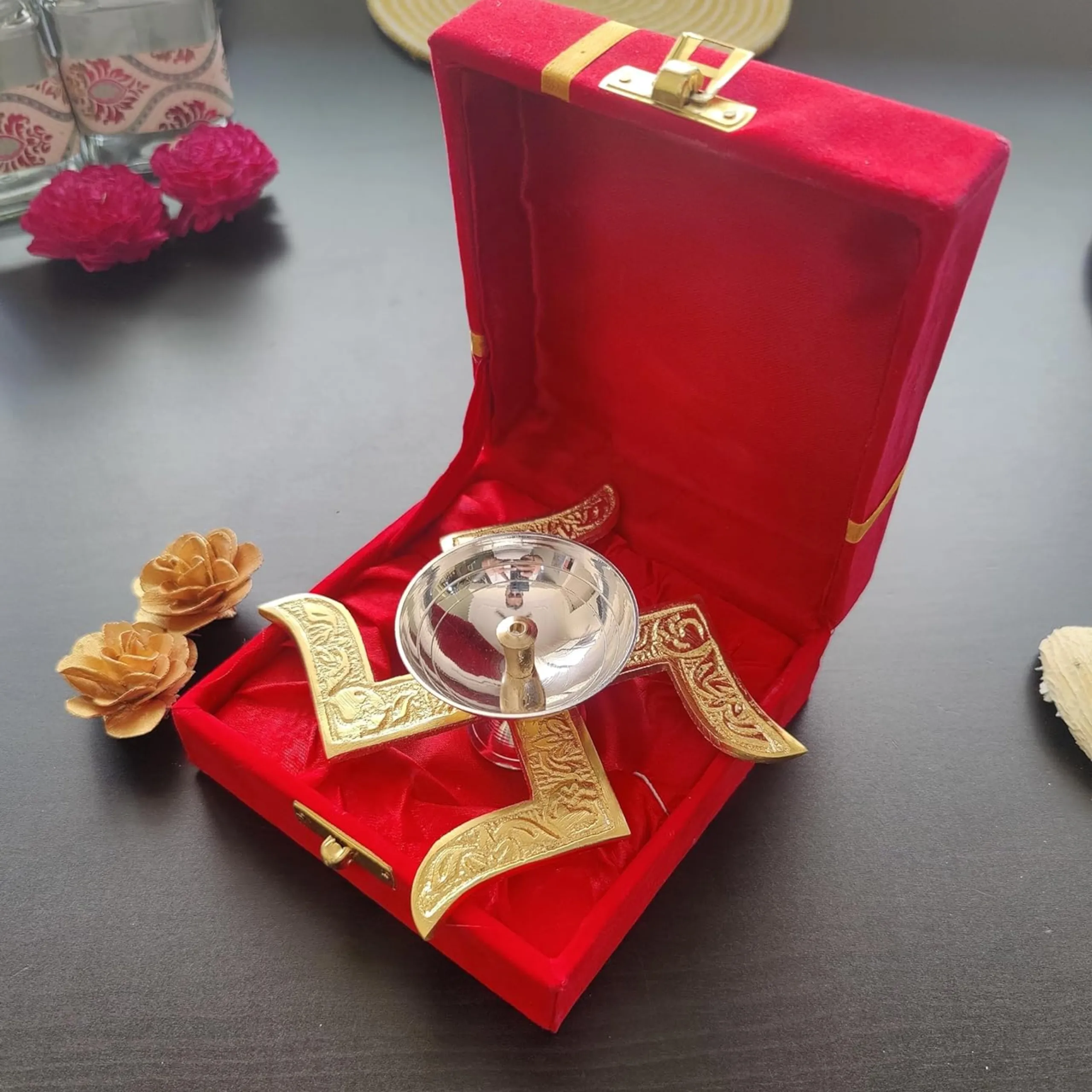 Swastik Design Diya with Gift Box
