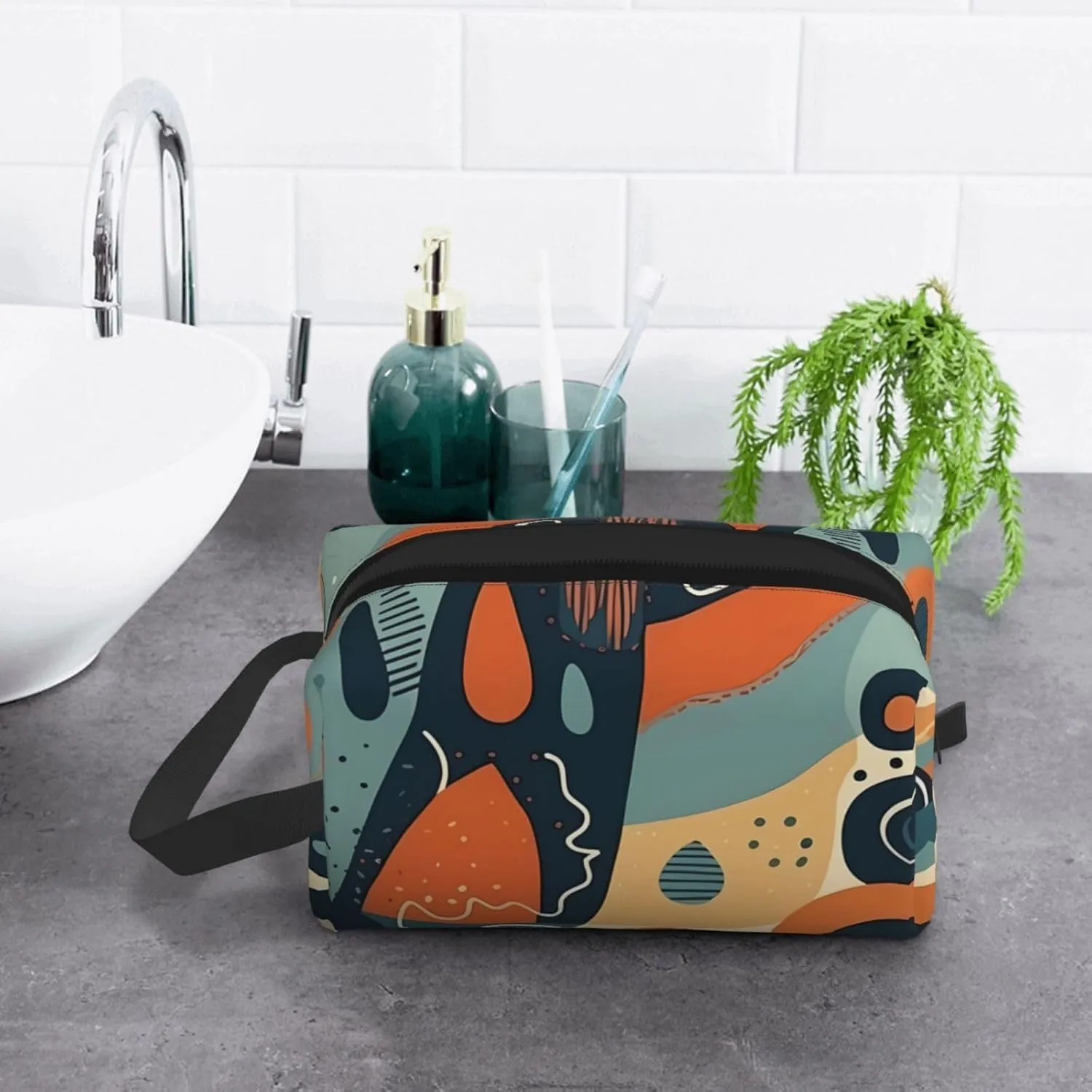 Toiletry Bag for Women Men Dopp Kit Travel Makeup Bag Make Up Organizers Cosmetic Bag Patterns with Different Shapes Hanging Toiletry Bag Shaving Bag with Large Capacity for Travel