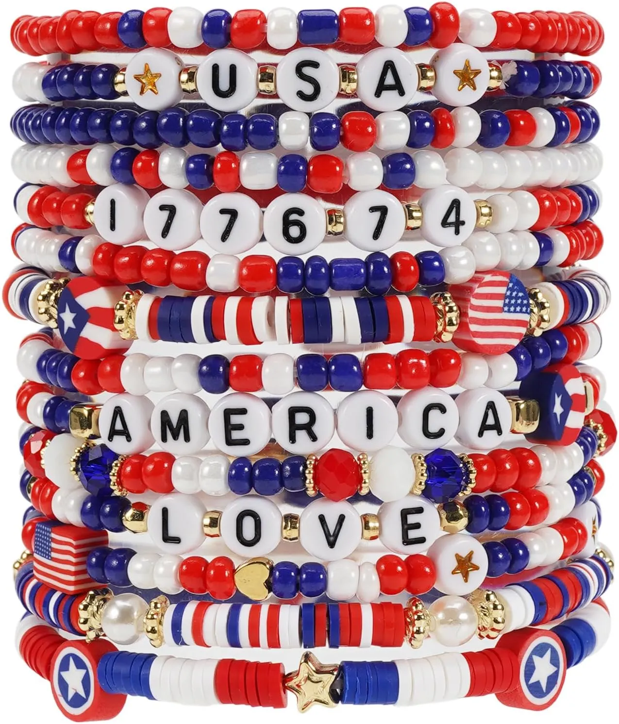 Twinfree Bohemia Beaded Bracelet for Women, Polymer Clay Stretch Bracelets