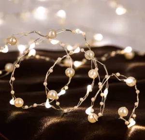 Valentines Day Decor Ocean Pearl Beads String Lights