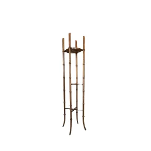 Vintage Boho Bamboo Side Table