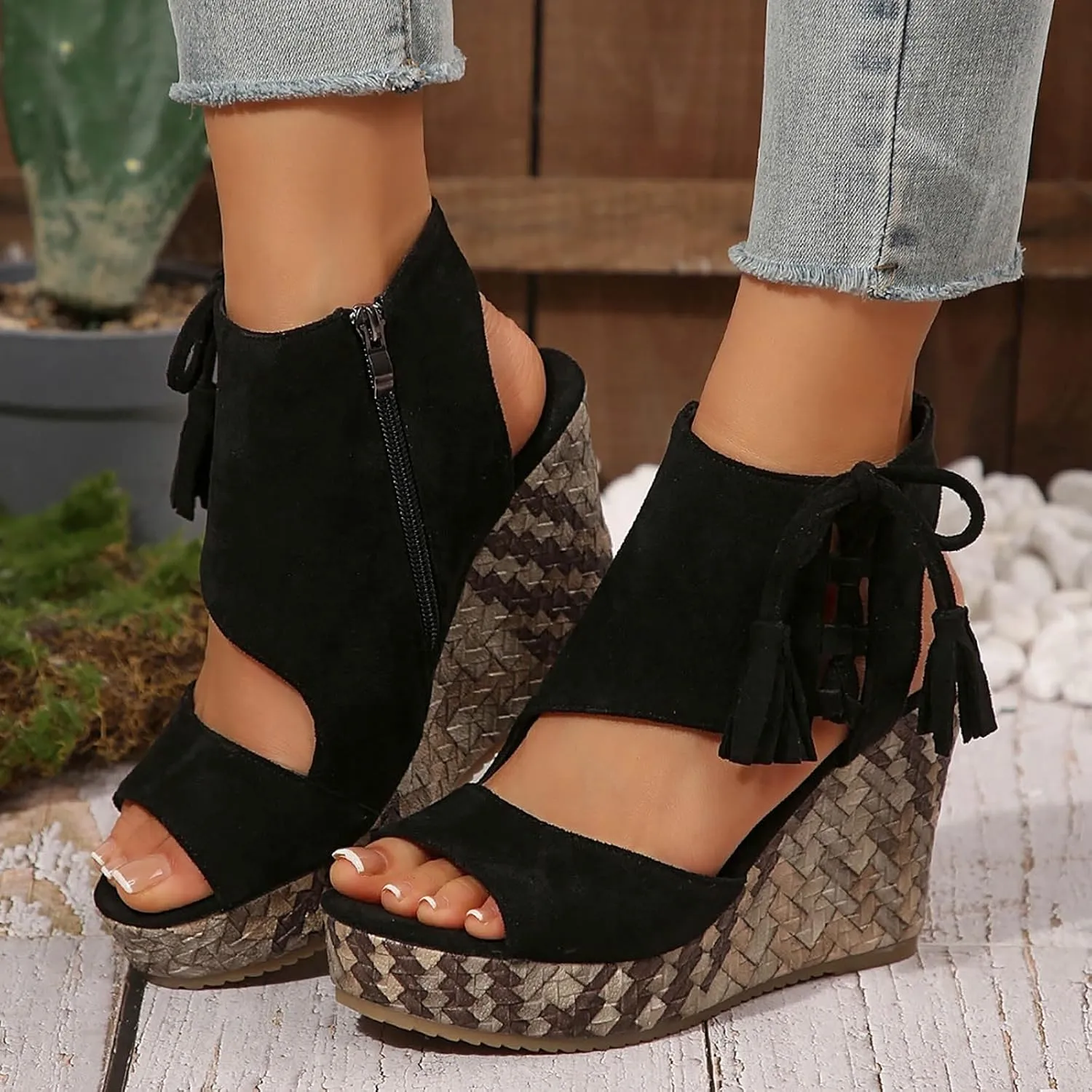 Wedge Sandals for Women Dressy Open Toe Ankle Strap Espadrilles Platform Sandals Summer Orthopedic Comfortable High Heels Beach Shoes Casual