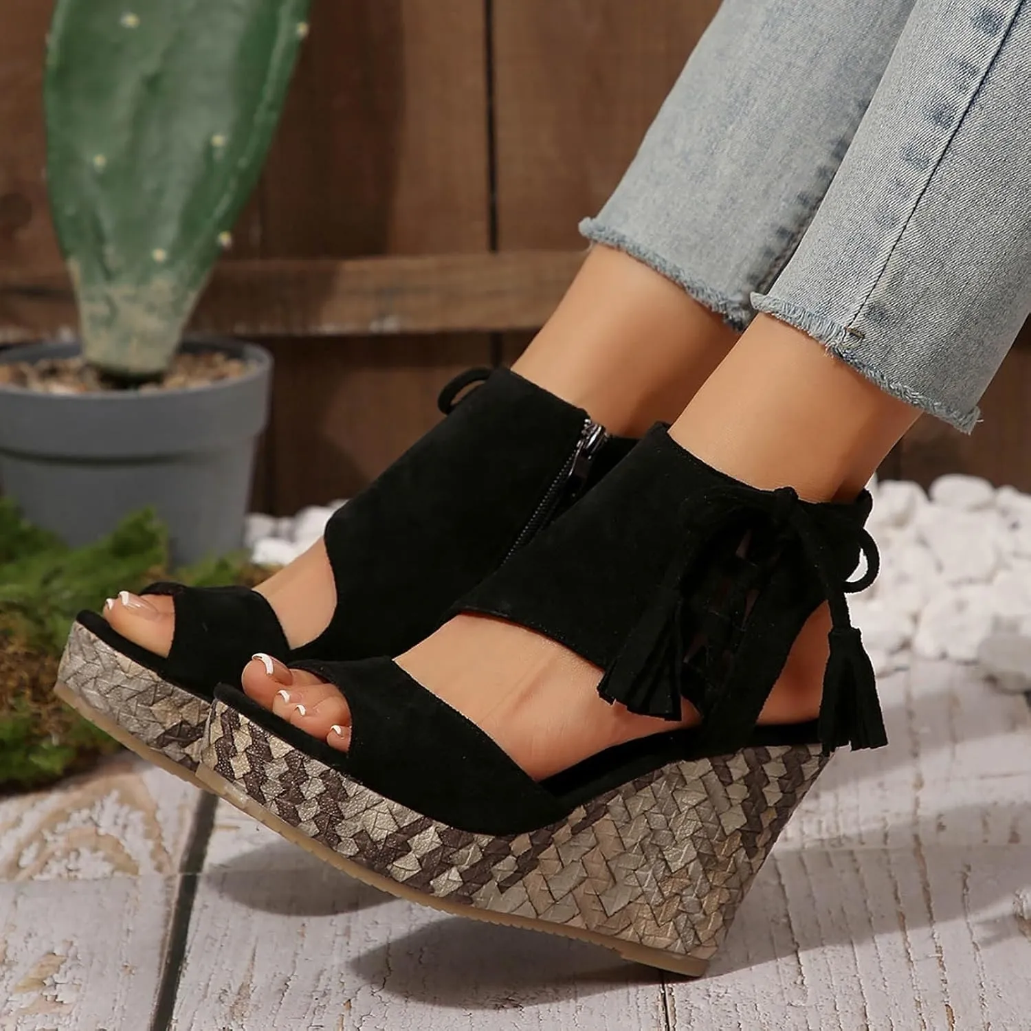 Wedge Sandals for Women Dressy Open Toe Ankle Strap Espadrilles Platform Sandals Summer Orthopedic Comfortable High Heels Beach Shoes Casual