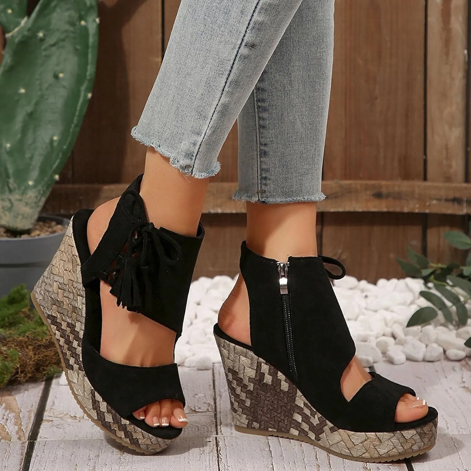 Wedge Sandals for Women Dressy Open Toe Ankle Strap Espadrilles Platform Sandals Summer Orthopedic Comfortable High Heels Beach Shoes Casual