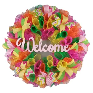 Welcome Summer Door Wreath | Pink Lime Green Yellow