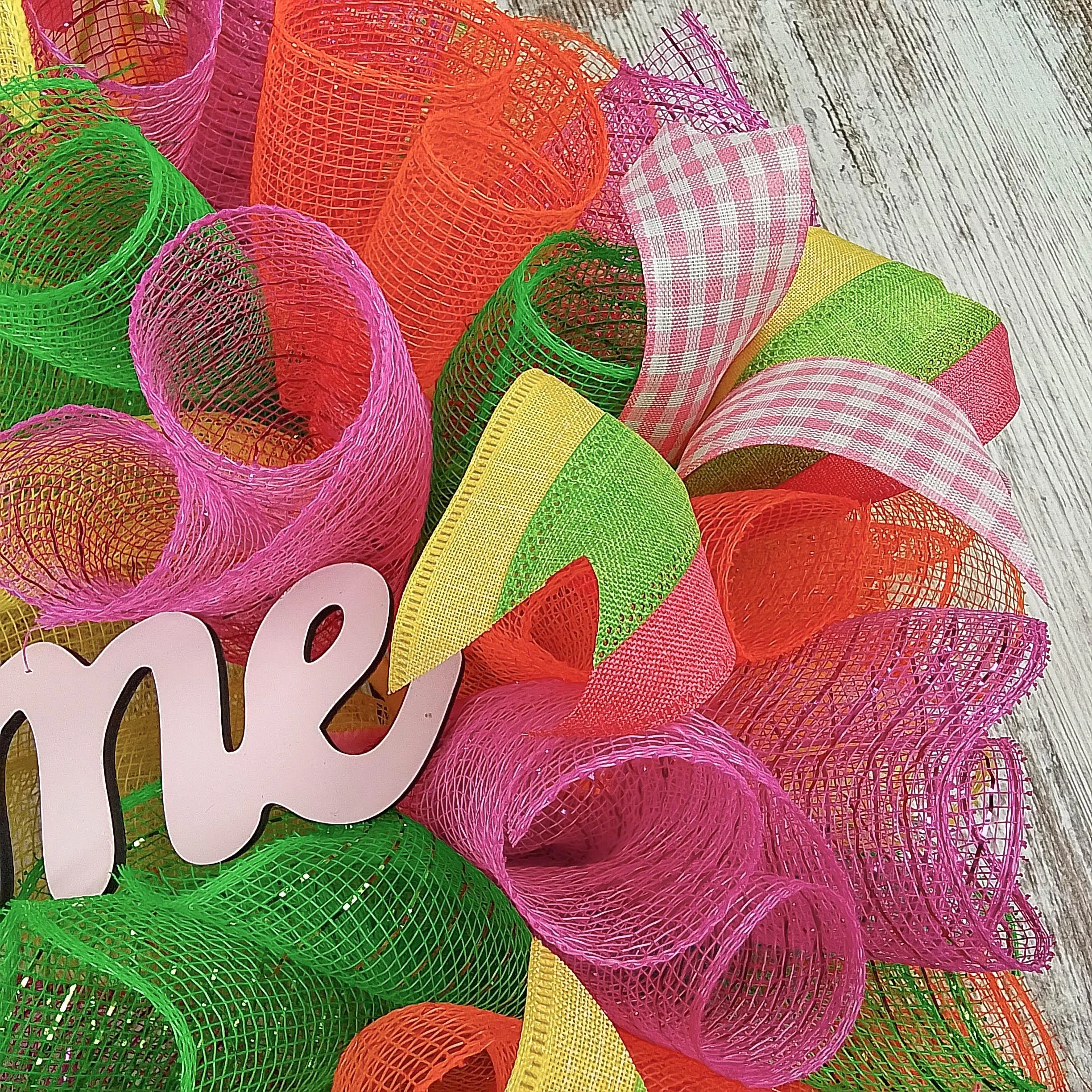 Welcome Summer Door Wreath | Pink Lime Green Yellow
