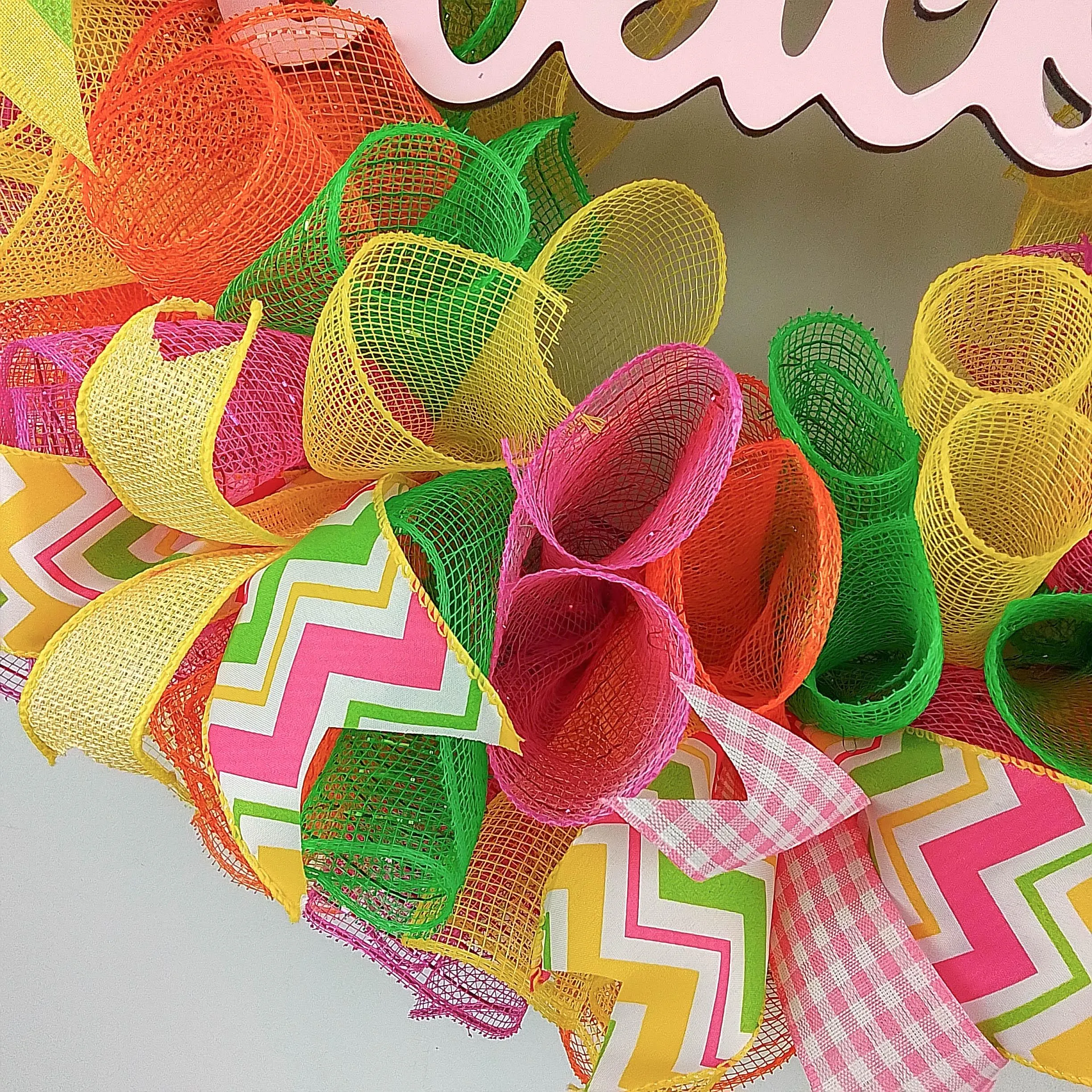 Welcome Summer Door Wreath | Pink Lime Green Yellow