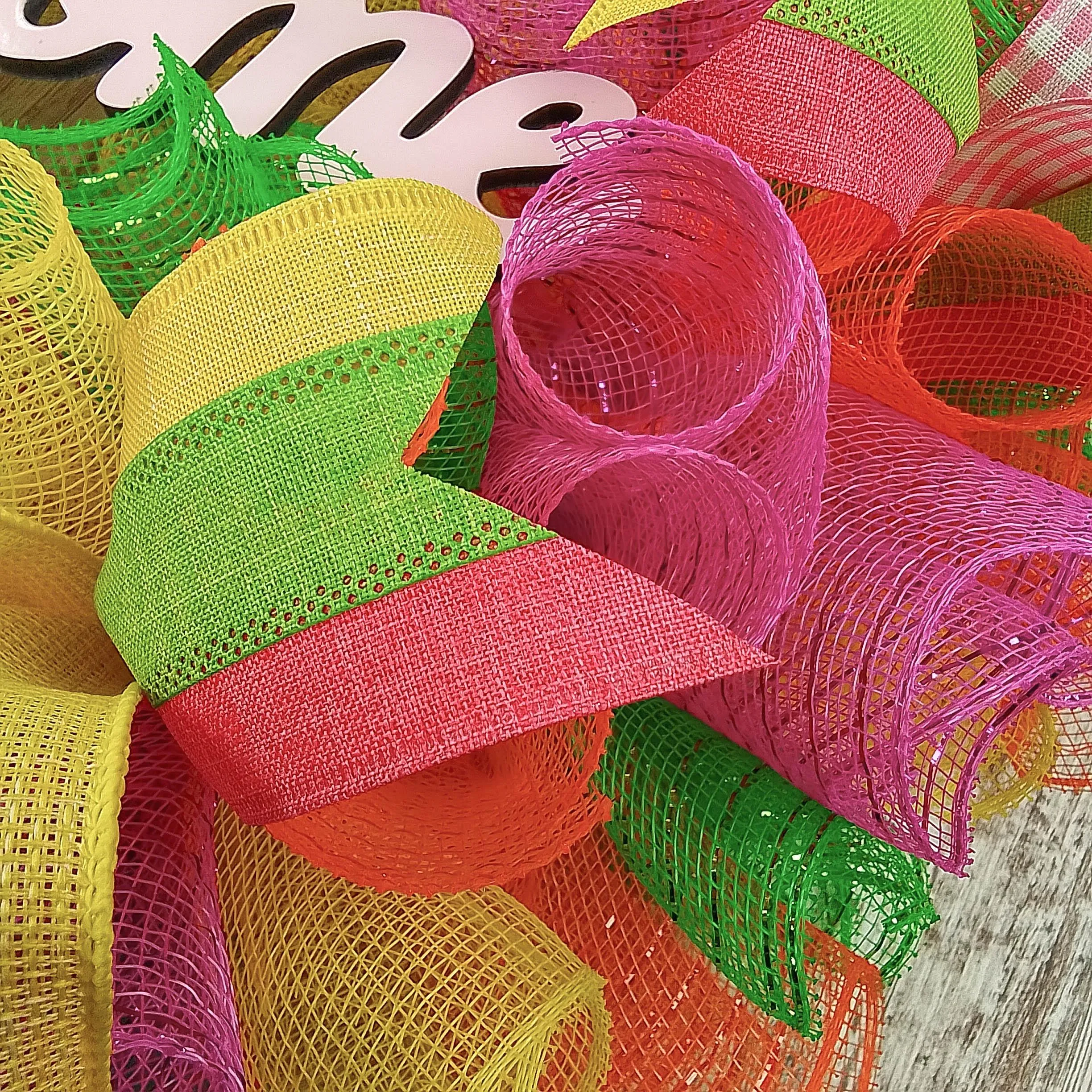 Welcome Summer Door Wreath | Pink Lime Green Yellow
