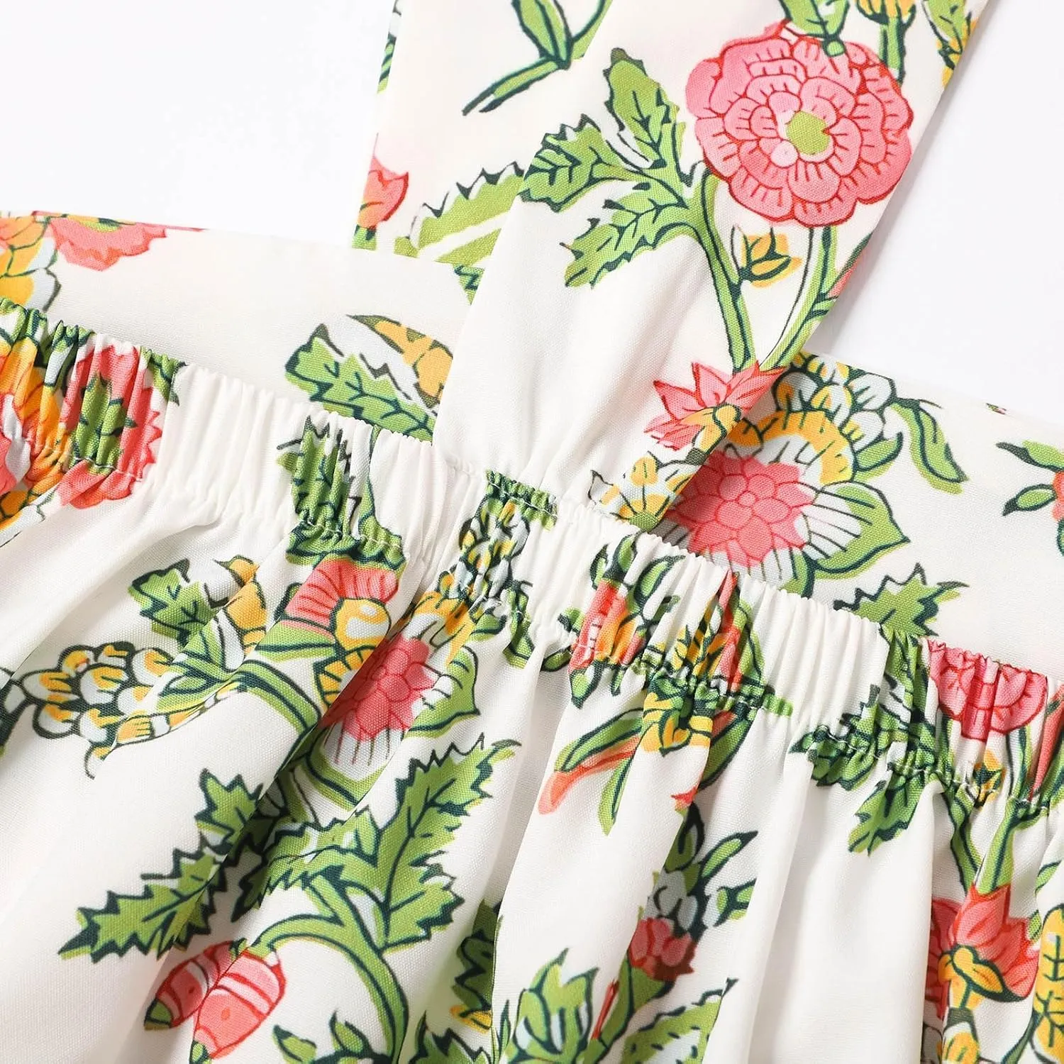 Women Floral Tie Shoulder Mini Strap Dress Cute Square Neck Loose Fit Beach Short Dress Backless Boho Vacation Sundress