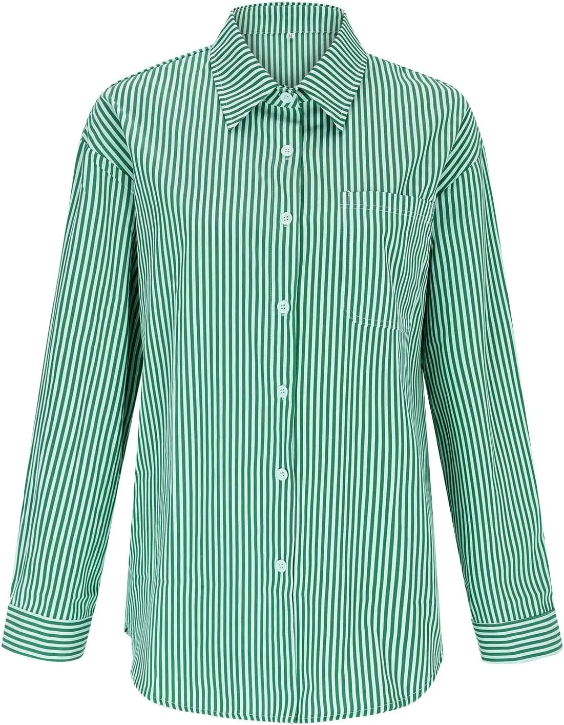 Women Striped Linen Shirts Button Down Cotton Short Sleeve Blouses V Neck Collared Button-up Gauze Tops with Pocket