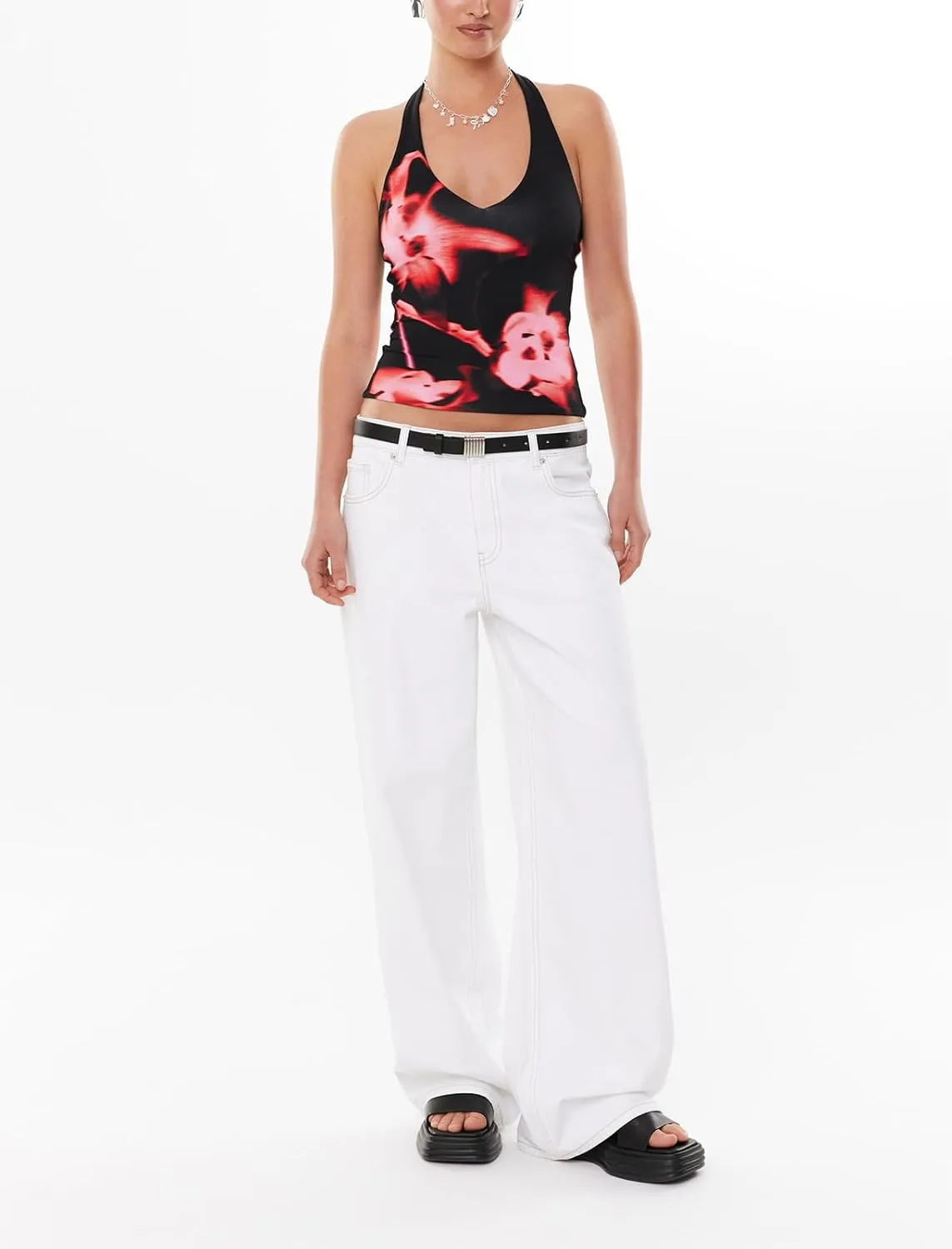 Women Y2K Floral Print Tank Tops Spaghetti Strap Slim Fit Crop Camisole Vintage Aesthetic Sleeveless Tops Streetwear