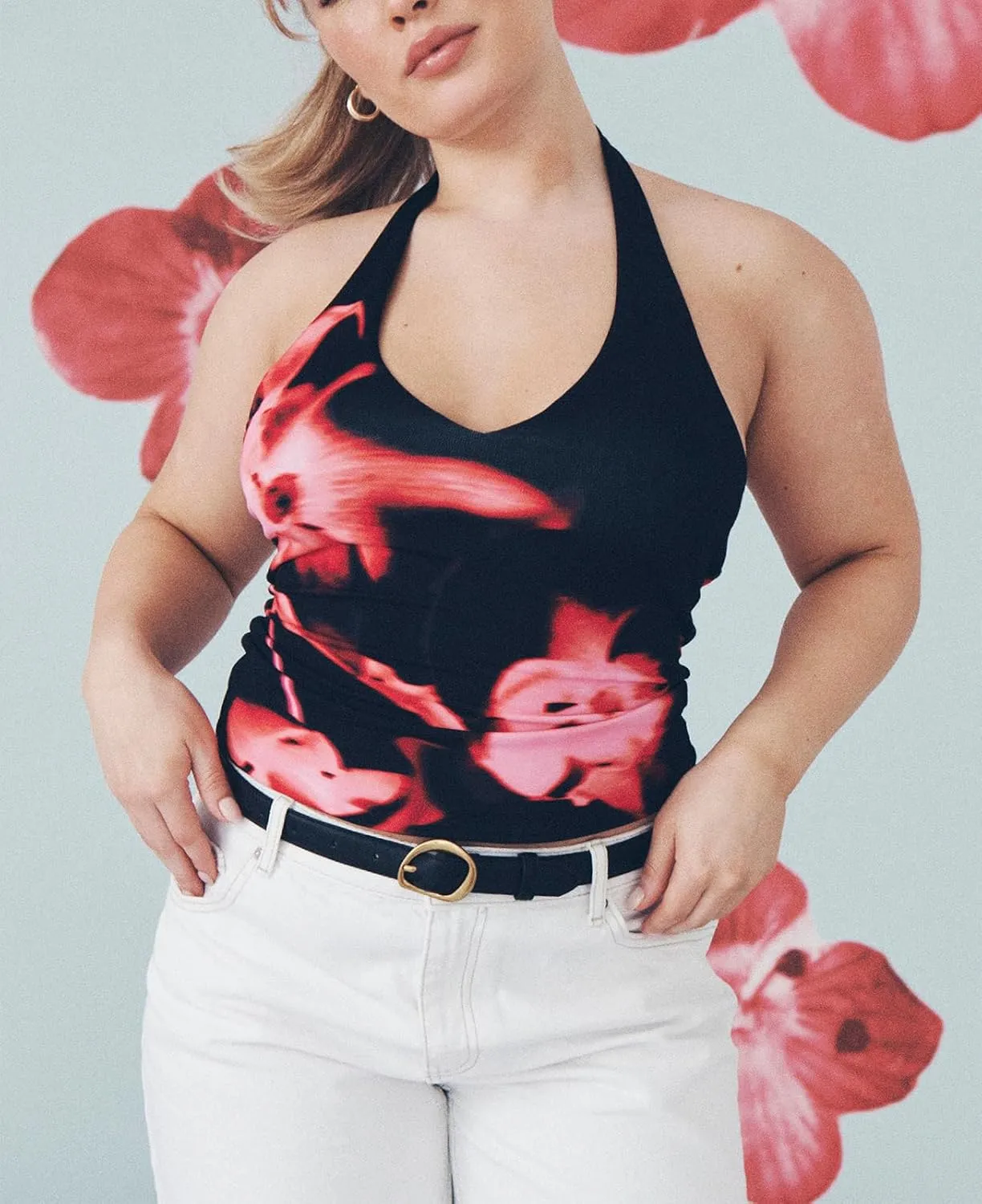Women Y2K Floral Print Tank Tops Spaghetti Strap Slim Fit Crop Camisole Vintage Aesthetic Sleeveless Tops Streetwear