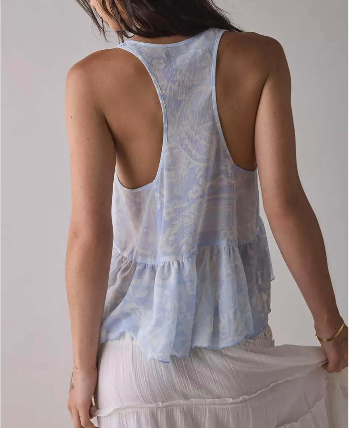 Women Y2K Halter Flowy Tank Tops Sexy Sleeveless Split Front Tie Up Mesh Cami Shirt Cute Summer Going Out Beach Top