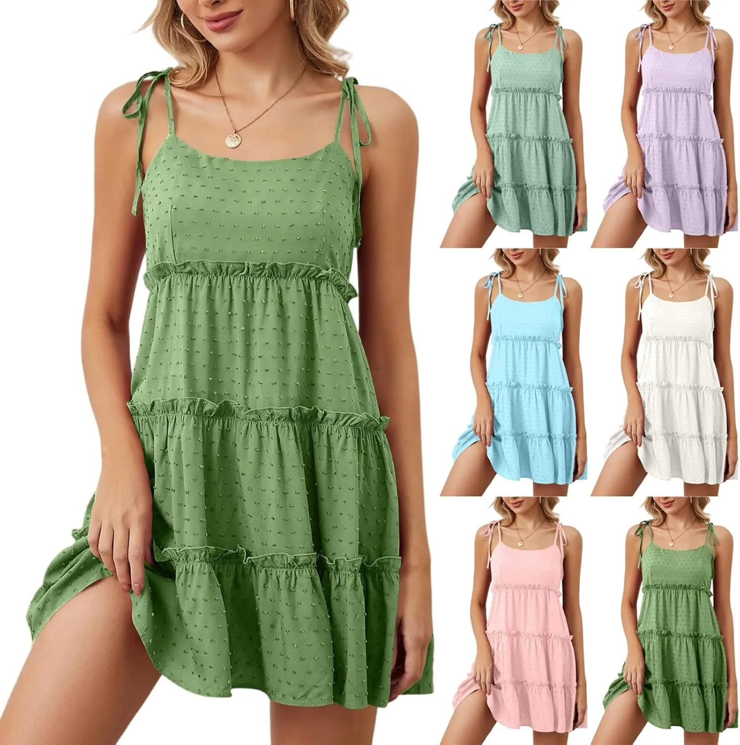 Womens 2025 Off-Shoulder Sleeveless Spaghetti Strap Dresses Summer Beach Vacation Sexy Cocktail Party Dress