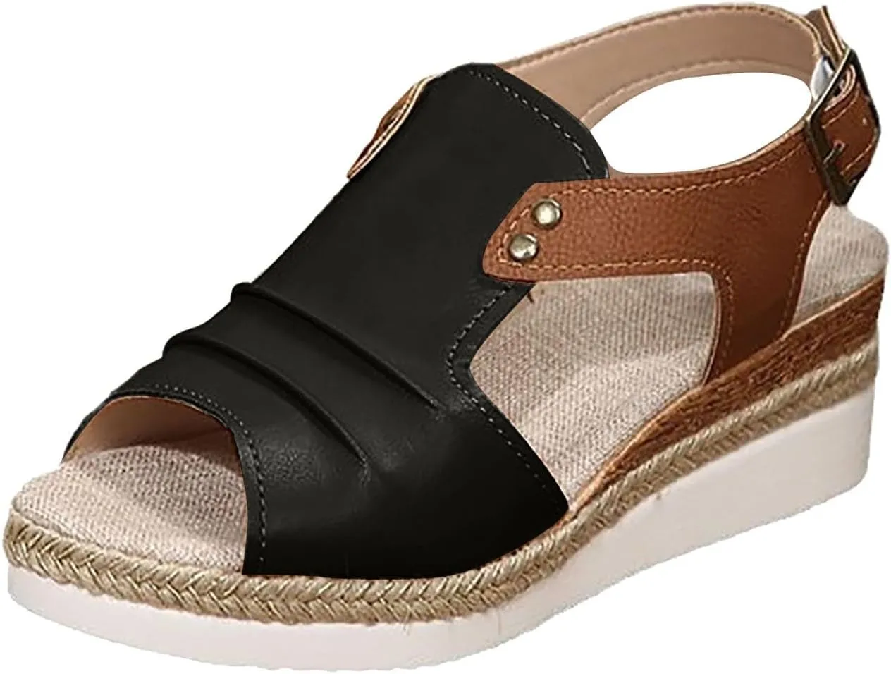 Women's 2025 Summer Orthopedic Platform Wedge Sandals Open Toe Side Hollow Out Casual Fashion Slingback Shoe Espadrilles Beach Bohemian Wide Width Walking Slip on Ankle Adjustable Strap Sandal