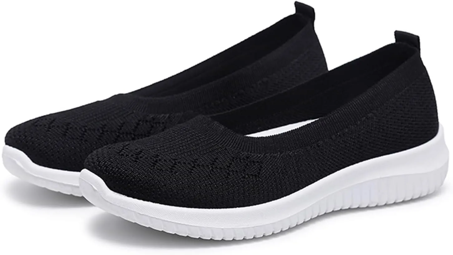 Women's Athletic Shoes with Arch Support Casual Slip on Walking Shoe Fashion Lightweight Woven Orthopedic Breathable Shoes Comfortable Walking Sneakers