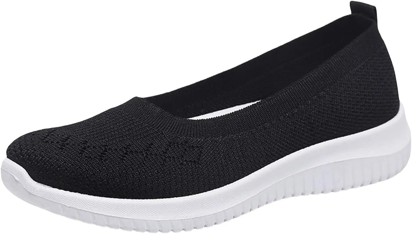 Women's Athletic Shoes with Arch Support Casual Slip on Walking Shoe Fashion Lightweight Woven Orthopedic Breathable Shoes Comfortable Walking Sneakers