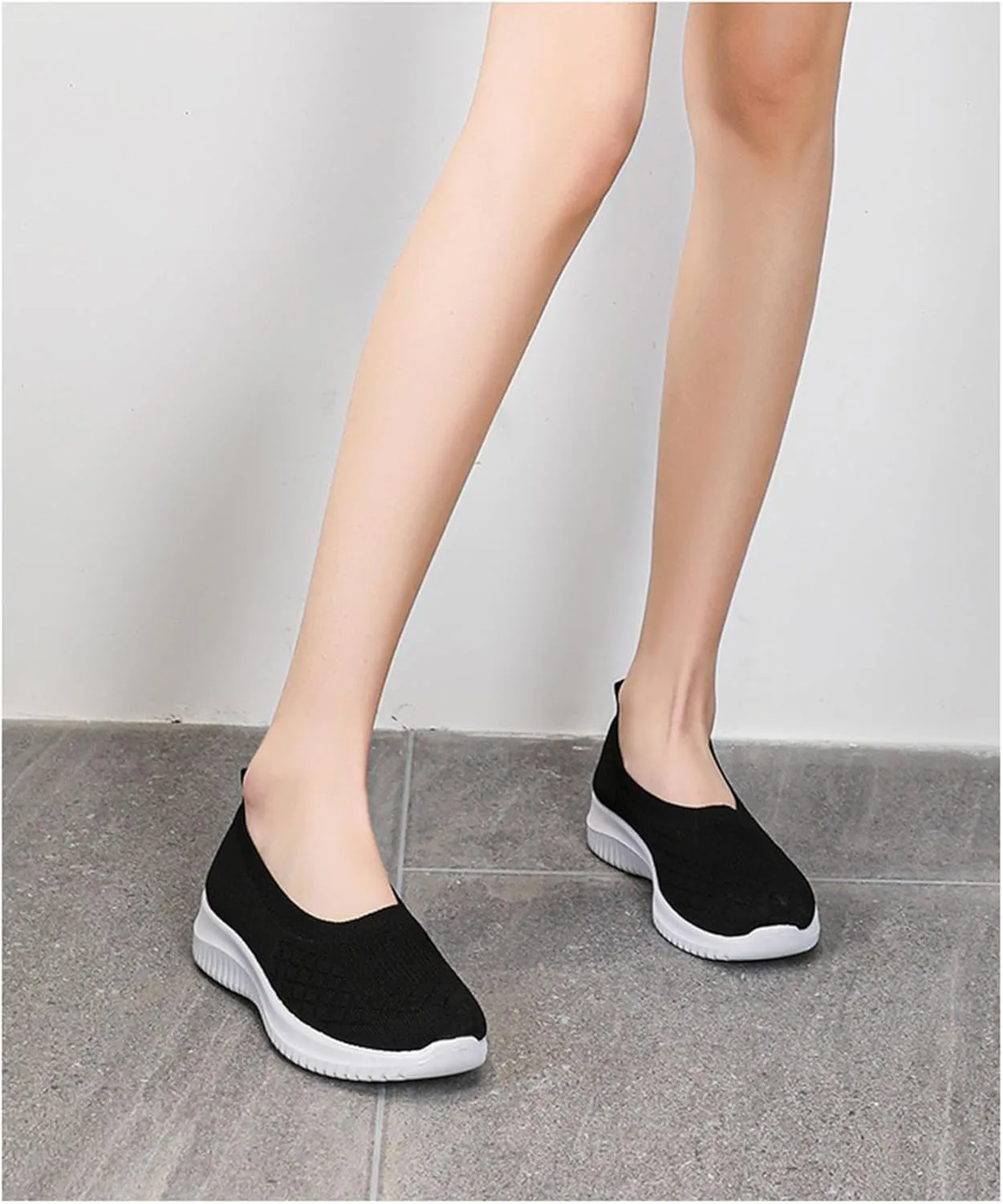 Women's Athletic Shoes with Arch Support Casual Slip on Walking Shoe Fashion Lightweight Woven Orthopedic Breathable Shoes Comfortable Walking Sneakers