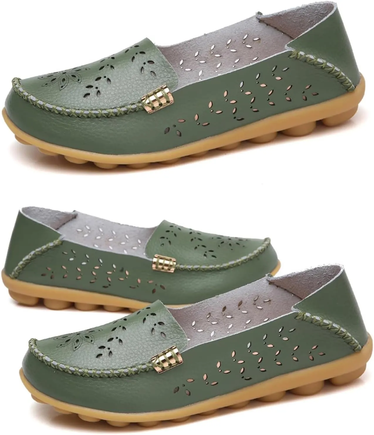 Womens Boat Shoes Comfort Walking Cute Flat Loafer Hollow Flowers Breathable Sandals, Summer Casual Closed Toe Flat Sandals Comfortable Slip On Boat Shoe All Day Comfort
